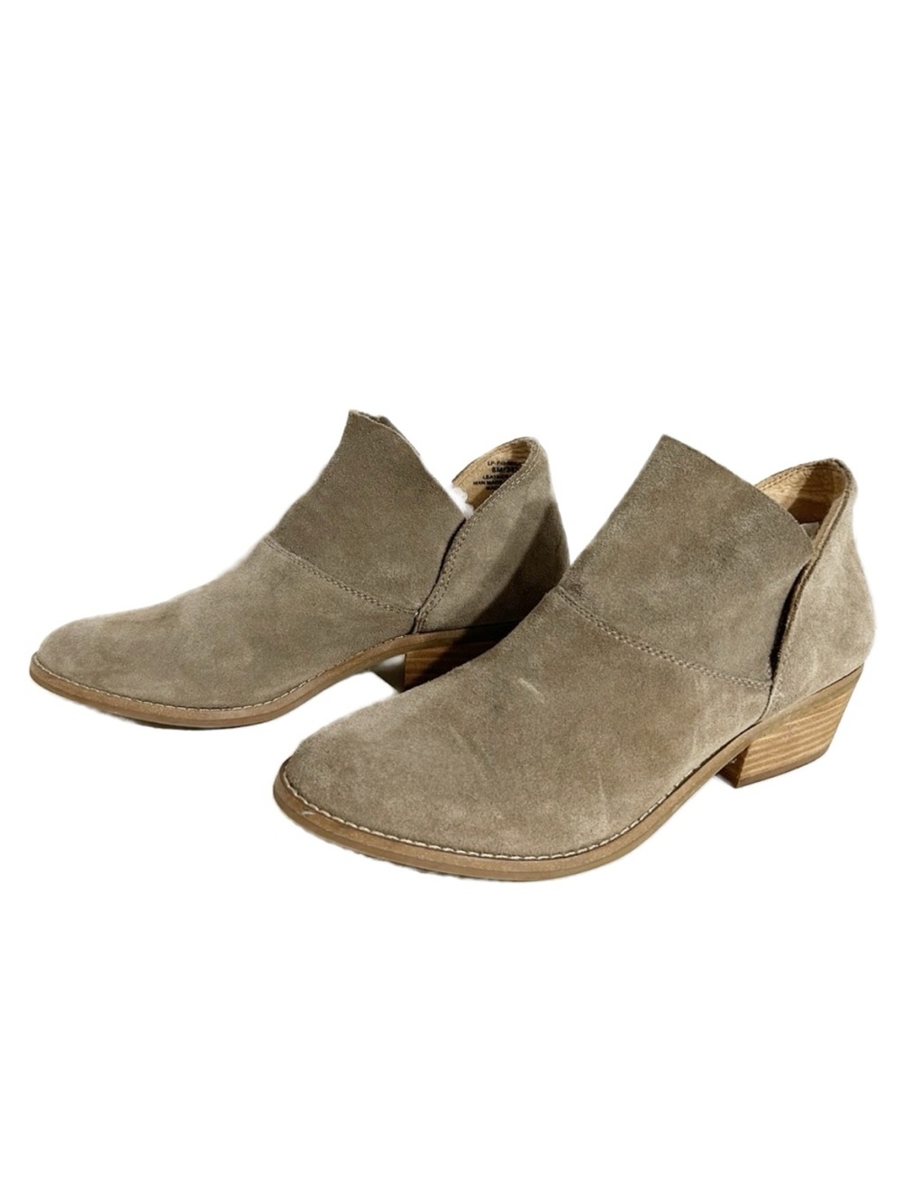 Lucky Brand Farmida Taupe Suede Cutout Ankle Booties Size 8